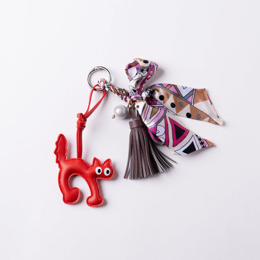 CRAZY CAT - LEATHER CHARM (FERRARI RED)